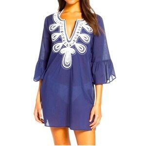 Lilly Pulitzer Navy Cover Up with White Piping